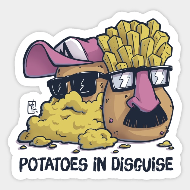Potatoes in disguise (black text) Sticker by MBGraphiX